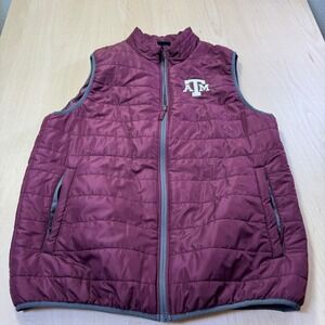 Colosseum Mens Texas A&M Aggies Puffer Vest Maroon Full Zip XL NCAA Football